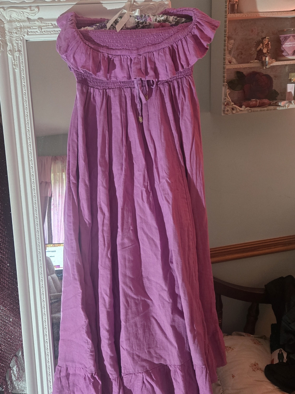 Free People Purple Off-Shoulder Ruffled Maxi Dress